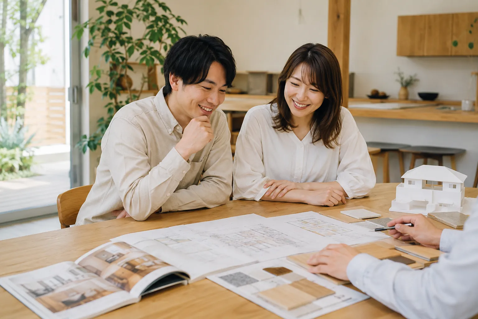 住まいづくりの相談を楽しむ夫婦